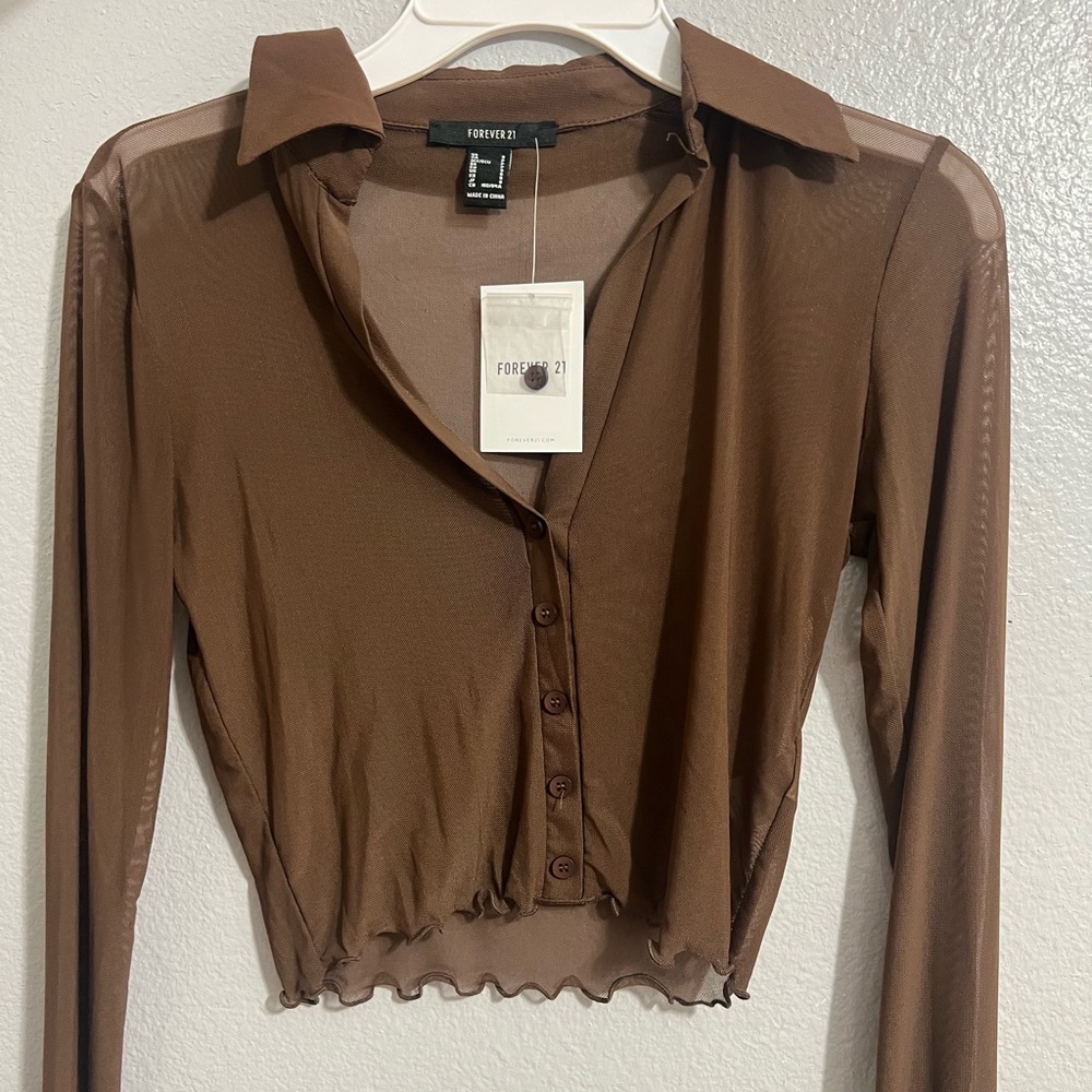 Brown mesh long sleeve
